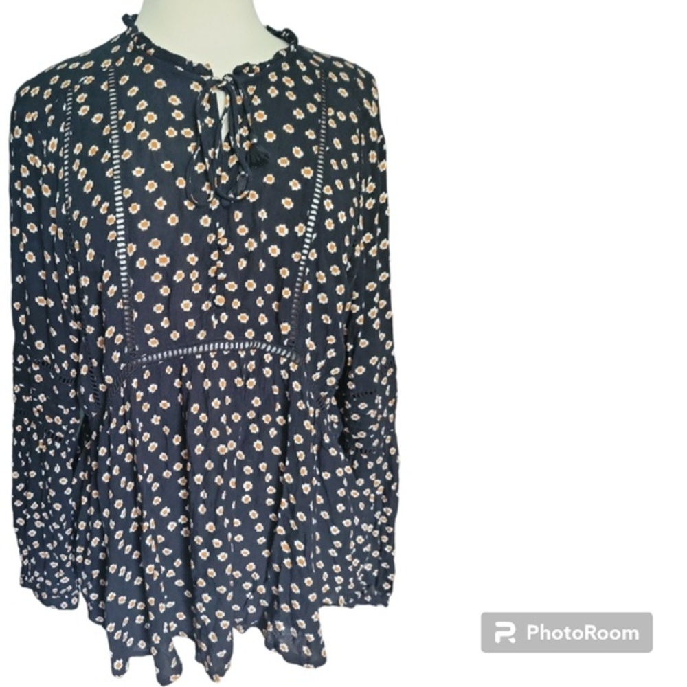 Amuse Society Floral Boho Tunic Top - L